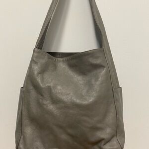 Eileen Fisher Grey Leather Shoulder Bag